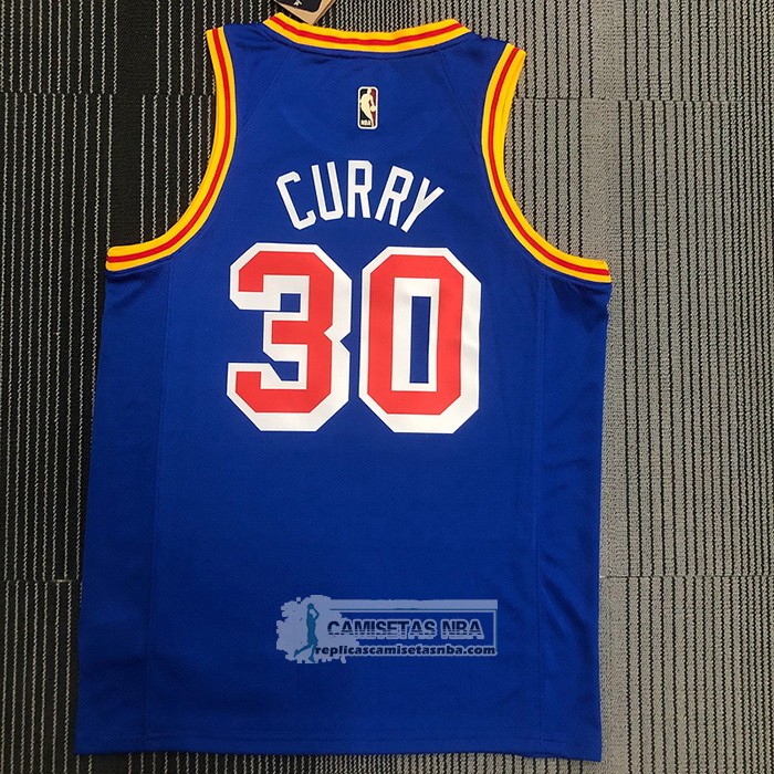 Camiseta Golden State Warriors Stephen Curry NO 30 75th Anniversary Azul